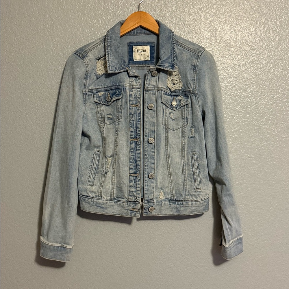 Mudd Light Blue Distressed Denim Jacket